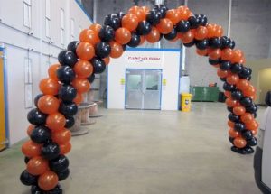 Spiral Balloon Arch Orange Black
